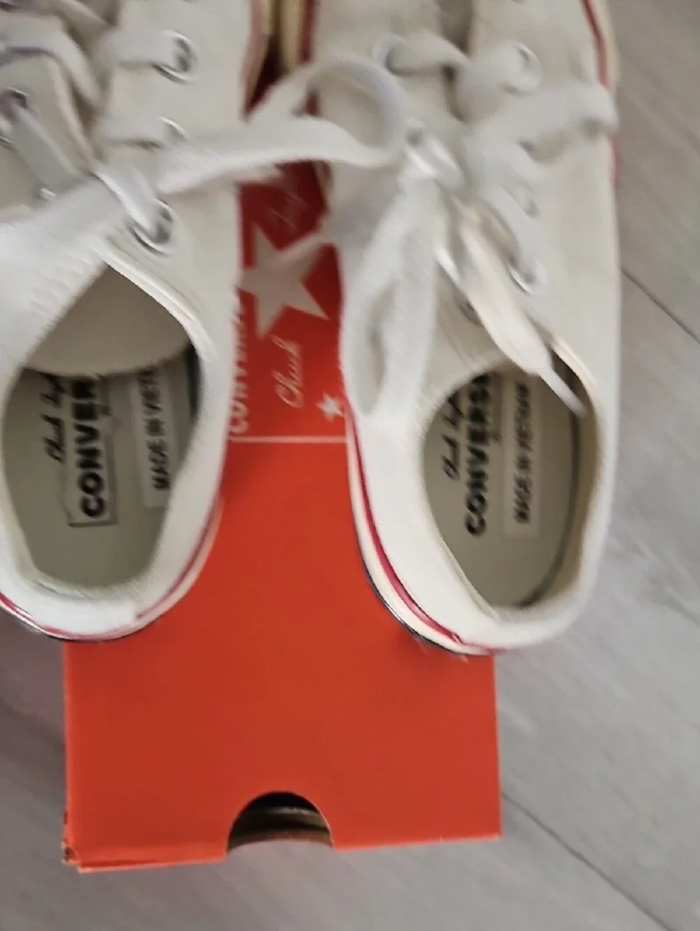 Converse Kid's White Low-Top Canvas Sneakers with Red Accent